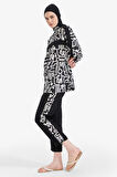 DeFacto Regular Fit Desenli 3'lü Basic Düz Burkini Tesettür Mayo Takım E7996AX25HSBK81