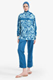 DeFacto Regular Fit Su İtici 3'lü Desenli Burkini Tesettür Mayo Takım E7996AX25HSBE376