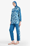 DeFacto Regular Fit Su İtici 3'lü Desenli Burkini Tesettür Mayo Takım E7996AX25HSBE376