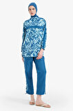 DeFacto Regular Fit Renk Bloklu 3'lü Desenli Burkini Tesettür Mayo Takım E7996AX25HSBE376