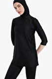 Regular Fit 4'lü Basic Düz Burkini Tesettür Mayo Takım
