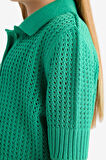 Kız Çocuk Cropped Fit Polo Yaka Kazak