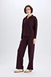DeFacto Wide Leg Geniş Paça Eşofman Altı Normal Bel Fitilli Kaşkorse Kumaş Basic Düz B2405AX25SPBR115