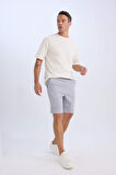 Regular Fit Beli Bağcıklı Dokulu Bermuda Şort