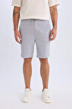 DeFacto Regular Fit Beli Bağcıklı Dokulu Bermuda Şort D9451AX25SPGR89