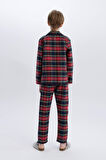 DeFacto Erkek Çocuk Pijama Takımı Flanel Kareli Uzun Kollu Üst Beli Lastikli Uzun Alt D8577A824WNRD92