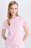 DeFacto Coool Regular Fit Bisiklet Yaka Basic Düz Kısa Kollu Pembe Tişört C3852AX25SMPN614