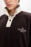 DeFacto Boxy Fit Çıtçıt Kapamalı Dik Yaka Nakışlı Polar Sweatshirt D2029AX24WNBN337