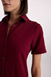 DeFacto Polo Yaka Basic Düz Kısa Kollu Pileli Mini Elbise D4203AX24AUBR118