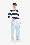 DeFacto Relax Fit Polo Yaka Çizgili Kalın Sweatshirt D7478AX25SPNV64