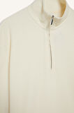 Comfort Fit Dik Yaka Yarım Fermuarlı Waffle Sweatshirt