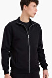 Comfort Fit Dik Yaka İçi Yumuşak Tüylü Kalın Sweatshirt Kumaşı Hırka