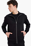 Comfort Fit Dik Yaka İçi Yumuşak Tüylü Kalın Sweatshirt Kumaşı Hırka