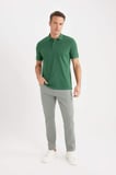 %100 Pamuk Regular Fit Polo Yaka Kısa Kollu Basic Düz Pike Kumaş Tişört C1293AX25SPGN750