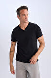 DeFacto New Regular Fit V Yaka Basic Düz Kısa Kollu Tişört D7938AX25SPBK81
