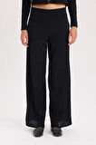 Wide Leg  Geniş Bol Paça Esnek Belli Basic Düz Bürümcük Pantolon