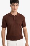 DeFacto Standart Fit Normal Kesim Polo Yaka Basic Düz Kısa Kollu Ajurlu Triko Tişört C9582AX25SMBN192