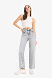 DeFacto Straight Fit Yüksek Bel Kısa Paça Jean Yıkamalı Pantolon E8013AX25SMNM55