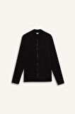 DeFactoFit Slim Fit Dar Kesim Kolej Yaka Skuba Dalgıç Kumaş Bomber Hırka F0877AX25SPBK81