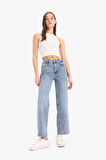 Comfort Straight Yüksek Bel Bilek Boy Jean Yıkamalı Pantolon
