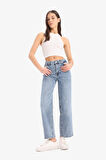 Comfort Straight Yüksek Bel Bilek Boy Jean Yıkamalı Pantolon