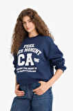 Regular Fit Bisiklet Yaka Baskılı Sweatshirt
