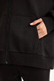 Defacto V4233AZBK81 Siyah Oversize Geniş Kalıp Kapüşonlu Fermuarlı Sweatshirt