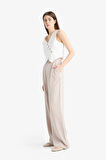 Wide Leg Geniş Paça Uzun Boy Keten Karışımlı Kumaş Pantolon