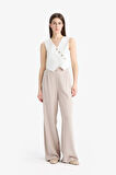 DeFacto Wide Leg Geniş Paça Uzun Boy Keten Karışımlı Kumaş Palazzo Pantolon E0112AX25SPBG78
