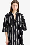 DeFacto Regular Fit Desenli Pamuklu Midi Plaj Elbisesi-Fall in Love E5099AX25SPBK27