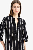 DeFacto Regular Fit Desenli Pamuklu Midi Plaj Elbisesi-Fall in Love E5099AX25SPBK27