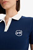 DeFacto Coool Fitted Polo Yaka Baskılı Ribana Kısa Kollu Tişört E7838AX25SMNV248