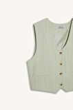 Regular Fit V Yaka Keten Karışımlı Blazer Yelek