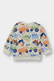 Erkek Bebek Bisiklet Yaka Araç Baskılı İçi Yumuşak Tüylü Sweatshirt