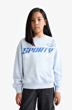Kız Çocuk Relax Fit Bisiklet Yaka Baskılı Sweatshirt