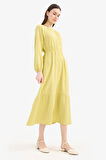 DeFacto Relax Fit Bisiklet Yaka Müslin Uzun Kollu Maxi Tesettür Elbise D0570AX25SMGN730