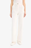 Wide Leg Gabardin Kumaş Pantolon Çift Cepli Normal Bel Geniş Paça