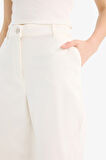 Wide Leg Gabardin Kumaş Pantolon Çift Cepli Normal Bel Geniş Paça