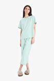 DeFacto Pijama Takımı Kısa Kollu Üst Esnek Belli Kapri Alt-Fall in Love E5821AX25SMGN1169