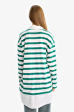Regular Fit Polo Yaka Çizgili Uzun Kollu Sweatshirt Tunik 