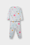 Kız Bebek Pijama Takımı Uzay Baskılı Uzun Kollu Penye Üst Uzun Alt