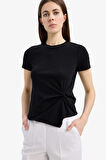 DeFacto Slim Fit Dar Kesim Bisiklet Yaka Ribana Kısa Kollu Tişört F0366AX25SPBK81