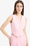 Regular Fit V Yaka Krep Blazer Yelek