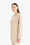 Regular Fit Bisiklet Yaka Basic Düz Uzun Kollu Tişört Tunik
