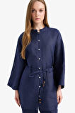 DeFacto %100 Keten Regular Fit Bağcıklı Uzun Kollu Tesettür Gömlek Tunik D4394AX25SMNV31