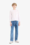 Erkek Çocuk Straight Fit Esnek Bantlı Paça Jean Pantolon