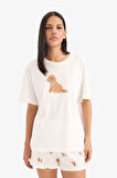 DeFacto Pijama Takımı Kısa Kollu Üst Esnek Belli Şort-Fall in Love E9826AX25SMER98