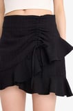 DeFacto Basıc Volanlı Keten Mini Etek C8847AX25SMBK81