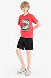 DeFacto Erkek Çocuk Pijama Takımı Kısa Kollu Üst Esnek Belli Şort F1734A825HSRD63