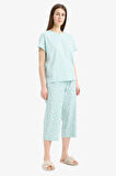 DeFacto Pijama Takımı Kısa Kollu Üst Esnek Belli Kapri Altı-Fall in Love E0263AX25SPGN1169